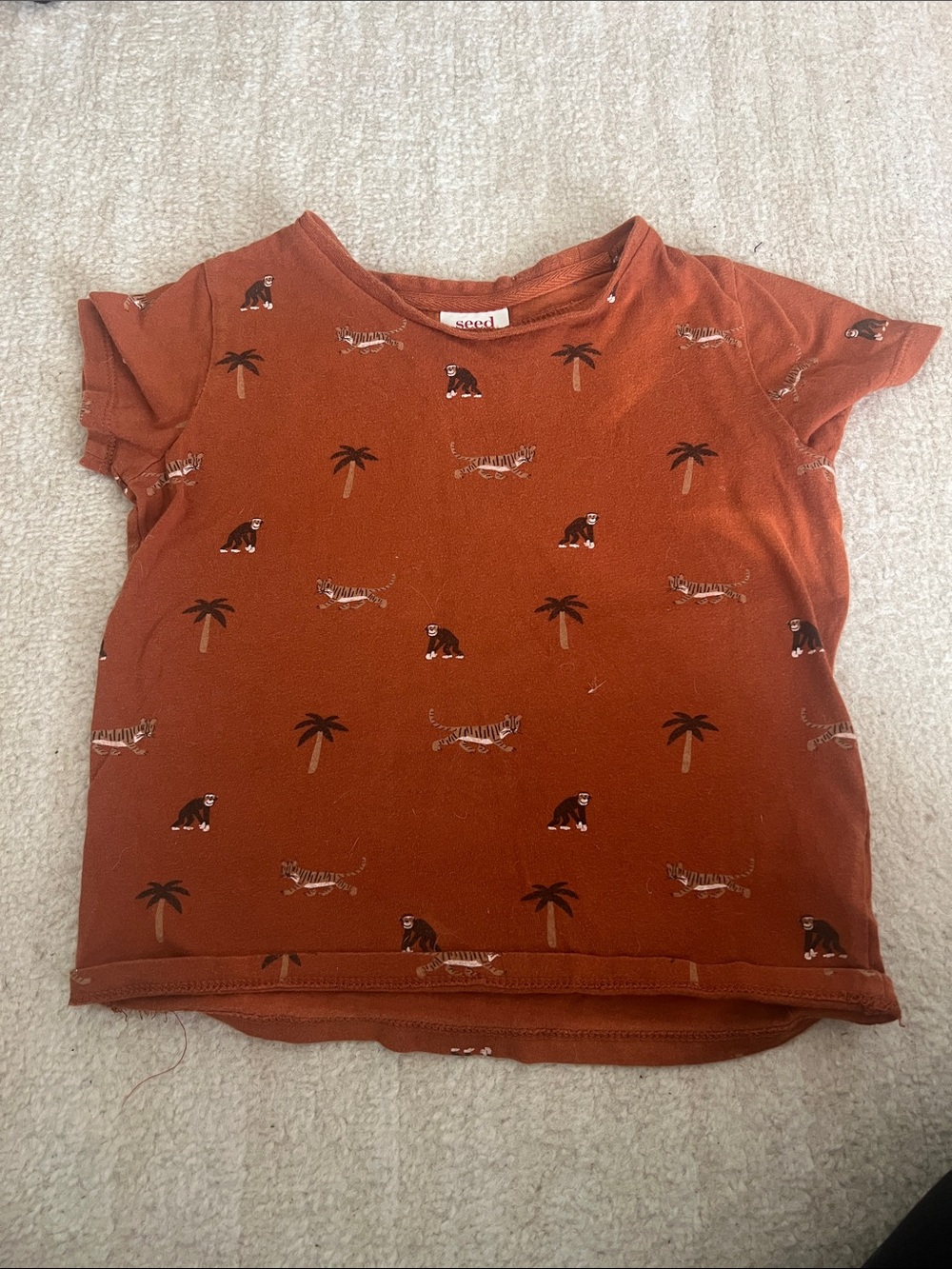 Seed Organic Rust Brown Jungle Animal Short Sleeve Tee